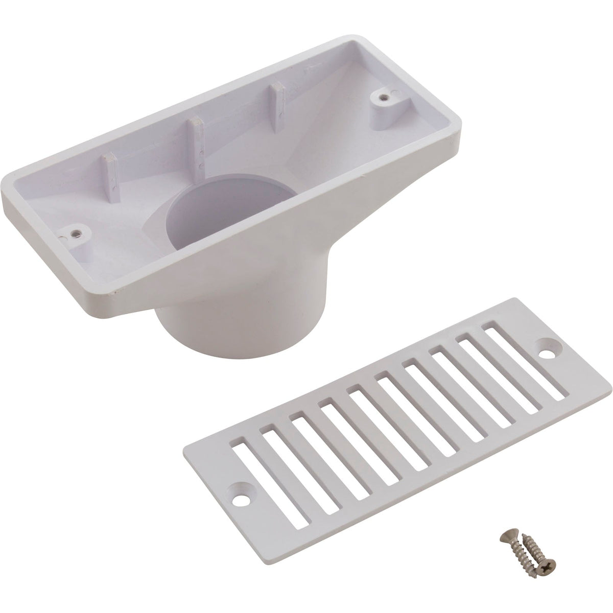 Pentair Gutter Drain and Grate, 2-1/2" x 6", White, 542039