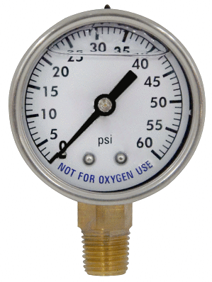 Super-Pro 2.5" 0-60 PSI 1/4" LM SS Liquid Filled Pressure Gauge - 88160BU