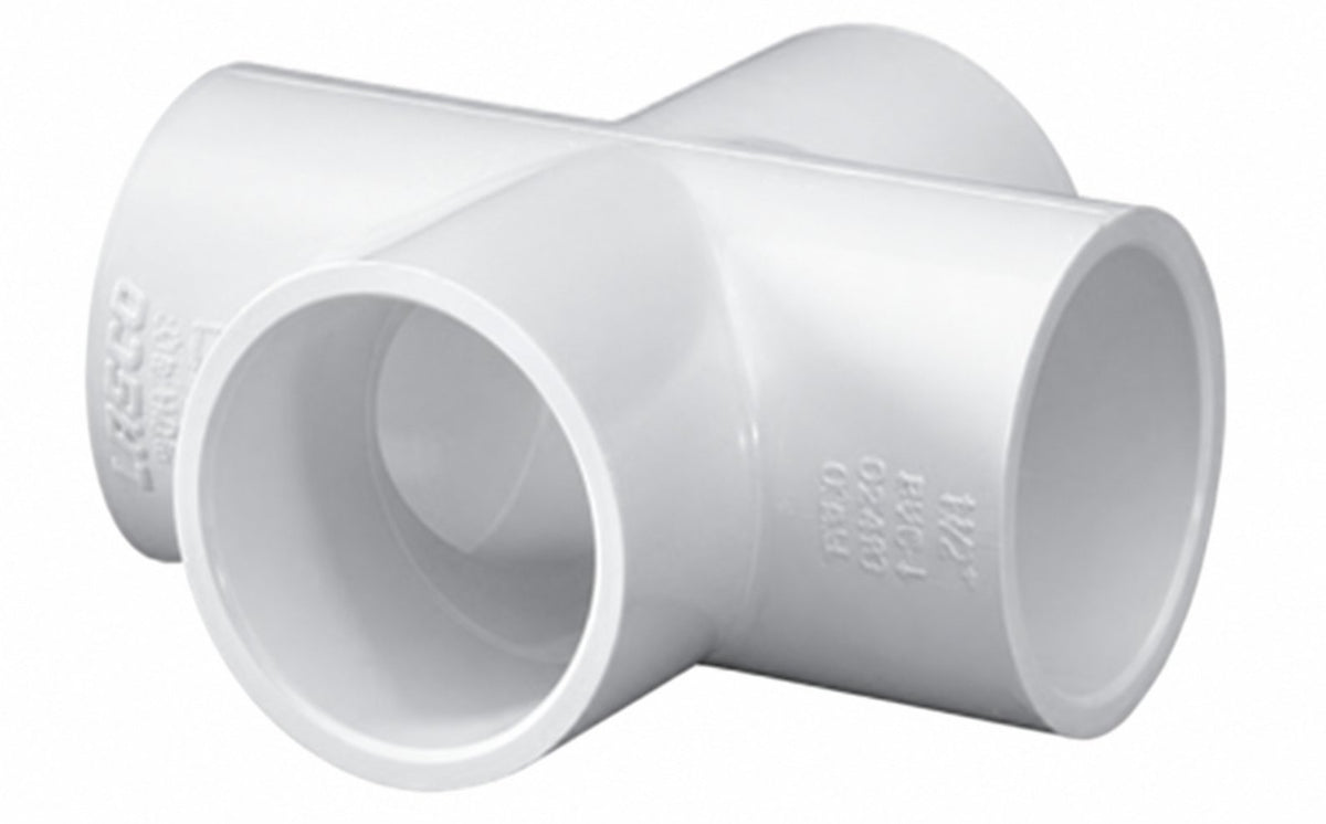 Westlake Pipe & Fittings 1.5" White Slip x Slip x Slip x Slip SCH40 Cross — 420015