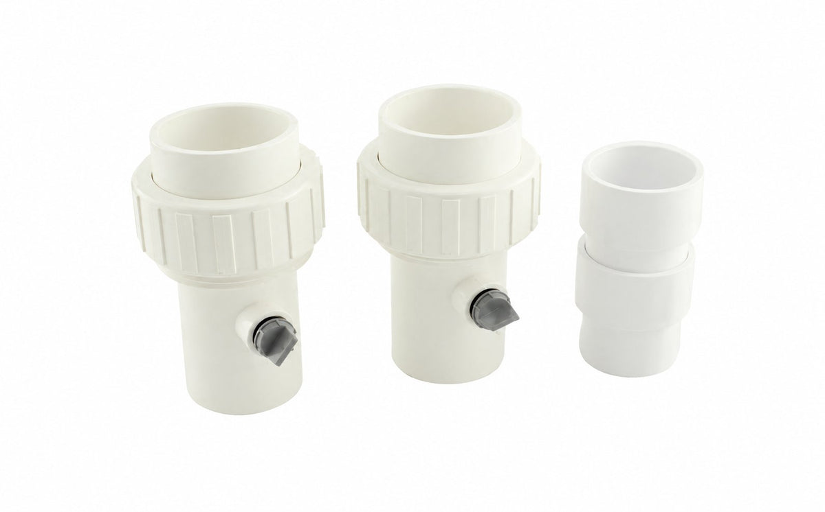 Raypak 2 x 1/4 PVC Union Connector Kit With Built-In Drain — H000317