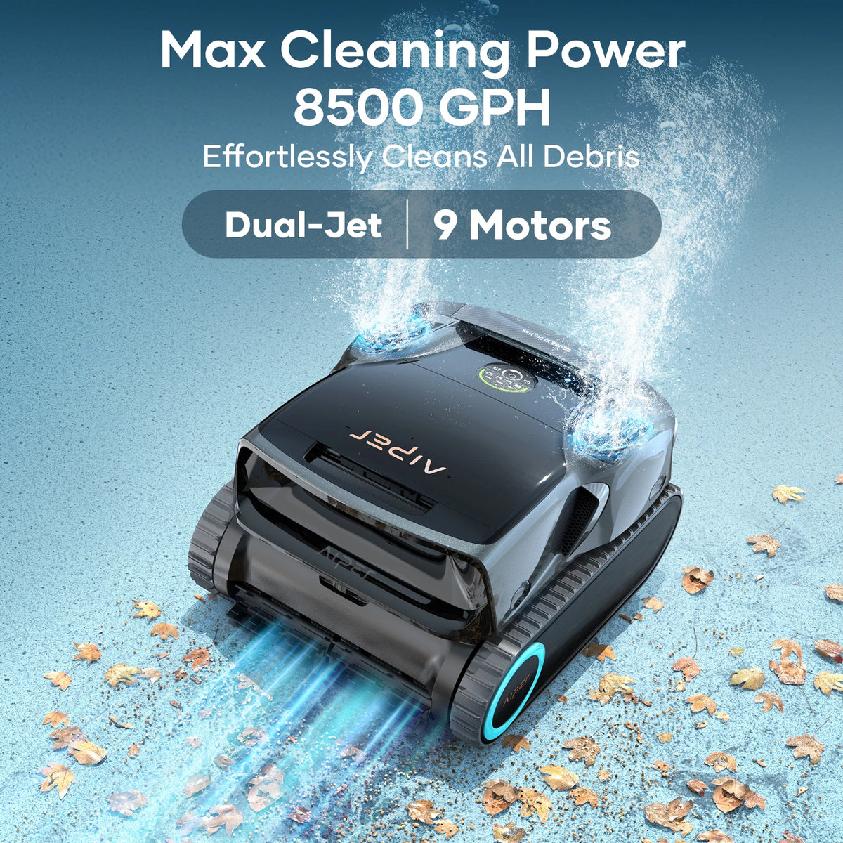 Aiper Scuba X1 Pro Max - manufacturer illustration of suction and cleaning system