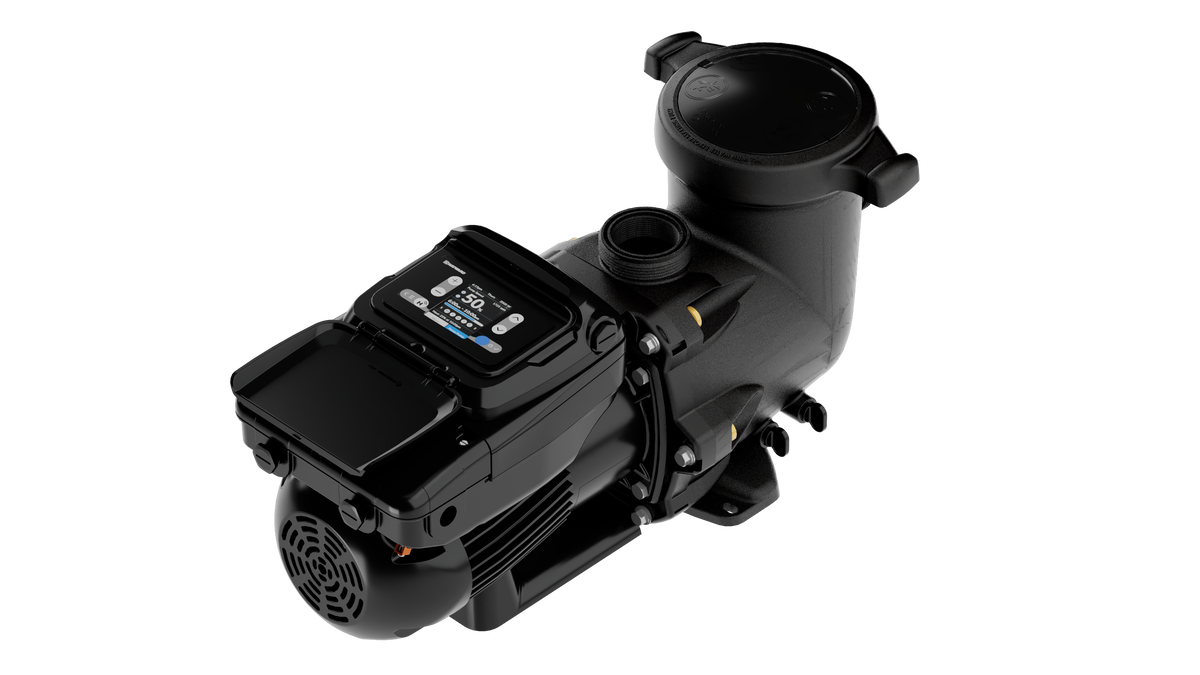 Hayward TriStar VS 950 Variable Speed Pump with OmniX 2.7 HP - SP32950VSPX1 – Top rear angle with OmniX Universal Display open