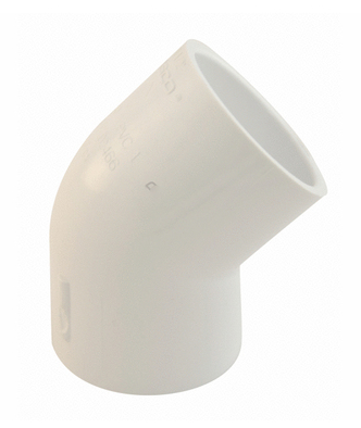 Westlake Pipe & Fittings 1.5" White Slip x Slip SCH40 PVC 45 Degree Elbow — 417015BC