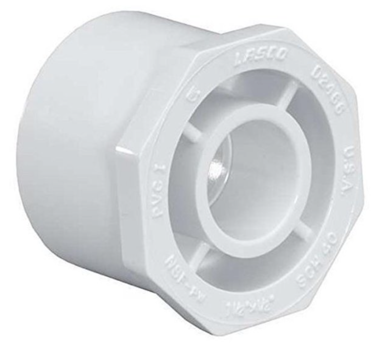 Westlake Pipe & Fittings 2.5" x 2" White SP x Slip SCH40 Reducer Bushing — 437292BC