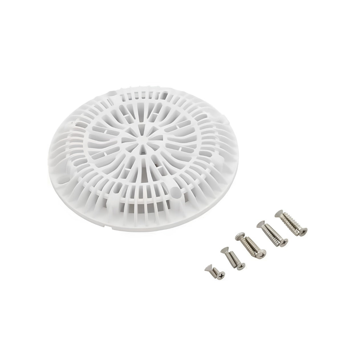 Super-Pro 8-Inch White Anti-Vortex Drain Frame and Cover — 25537-000-000