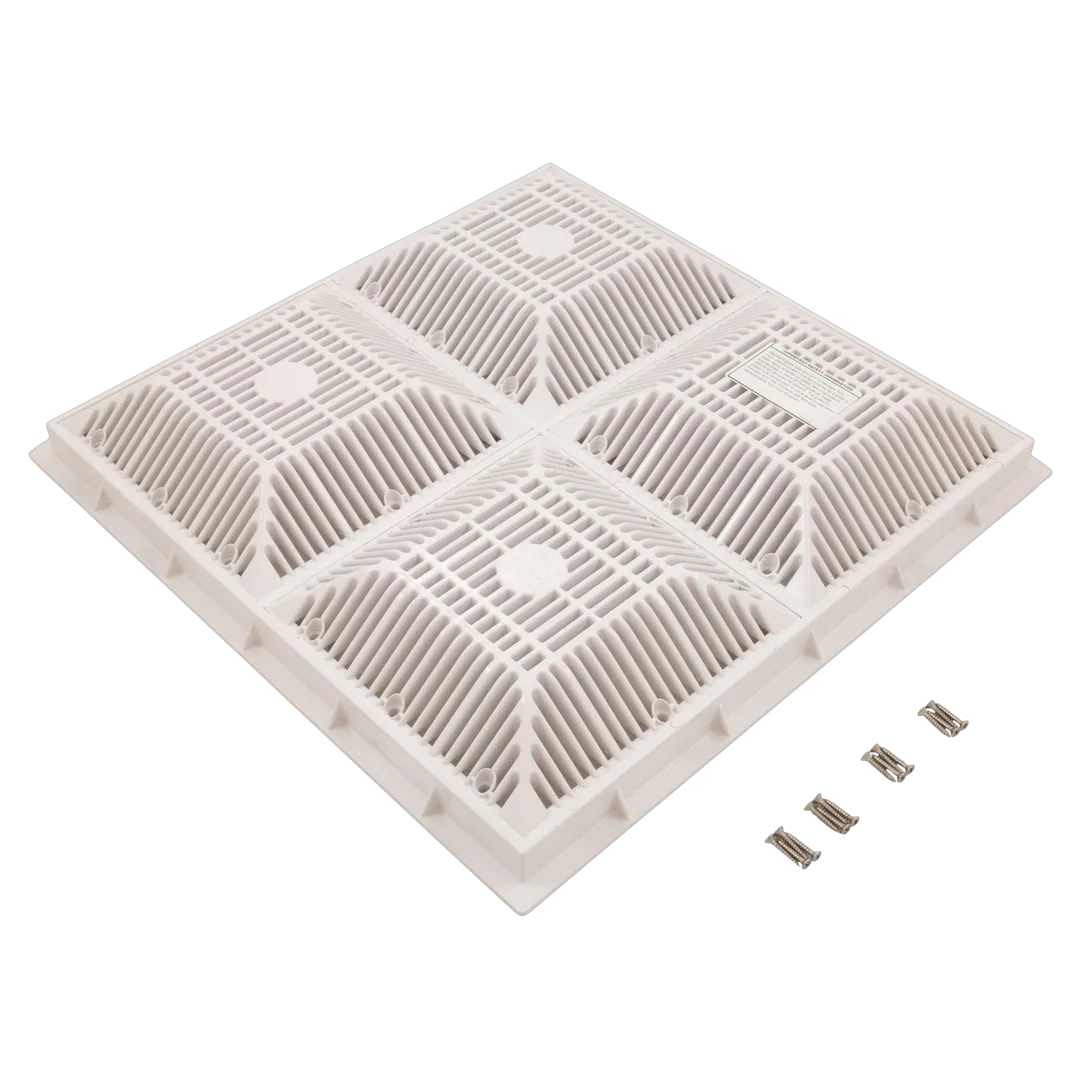 Waterway 18 × 18-Inch White Suction Grate and Frame — 640-4770 V