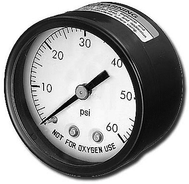 Super-Pro 80960BU Pressure Gauge 2" 0-60 PSI 1/4" Back Mount