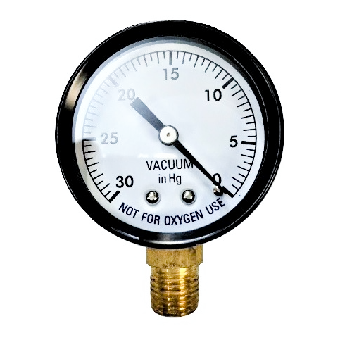 Super-Pro 86030BU Bottom-Mount Steel Vacuum Gauge, 2 Inch
