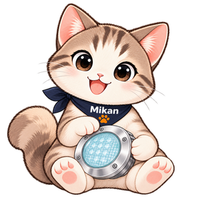Mikan playing with a pool light