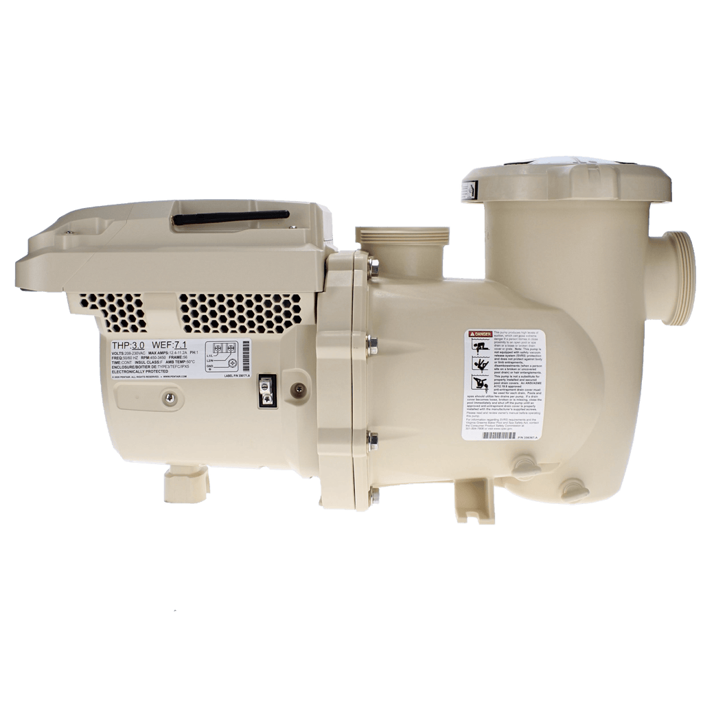 Pentair 011076 IntelliFlo3 VSF 3.0 HP pool pump - Side view showing 3.0 THP rating