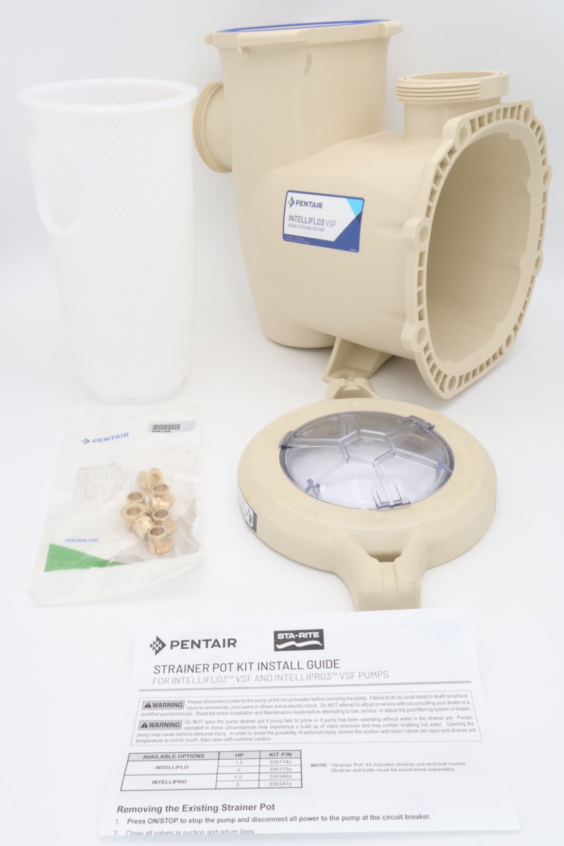 Pentair Strainer Pot Kit for 3 HP IntelliFlo3 Pool Pump, Almond, 356175Z