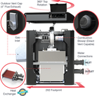 Rheem AVIA manufacturer illustration of controls, heat exchanger and connections