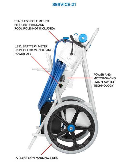 Hammerhead Service-21 21" Vacuum with 40 Foot Cord, Cart and Truck Trailer Mount - alternate view