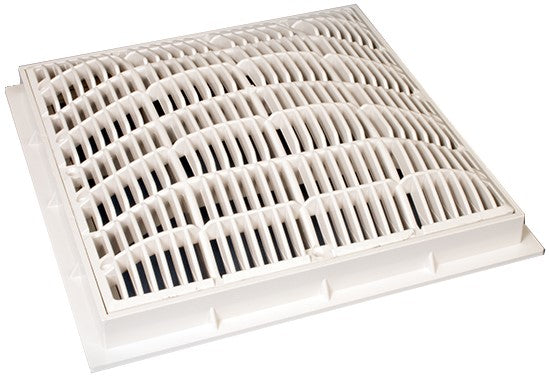 Super-Pro SG6404720 V 12 x 12 Inch Anti-Vortex Main Drain Frame and Grate, White