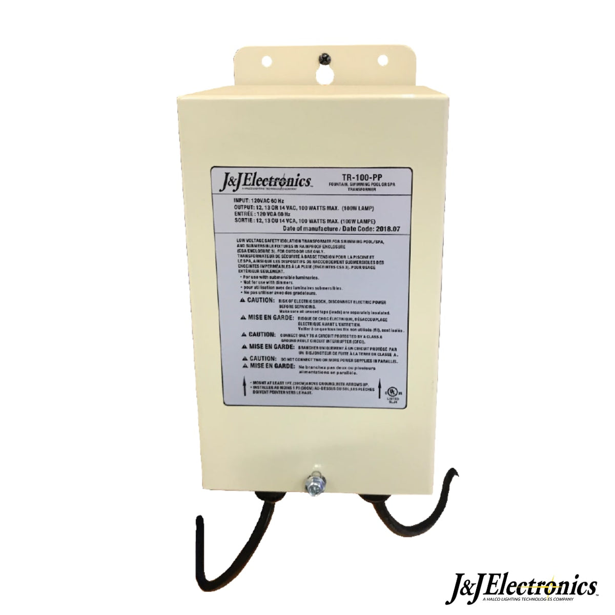 J&J Electronics 300W, 120V to 12V Transformer, TR-300-PP, Beige