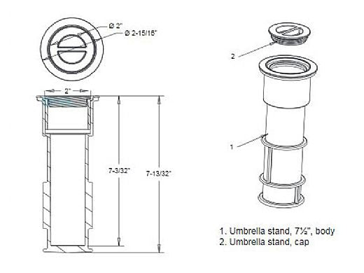AquaStar US102 Umbrella Stands with Sleeve and Center Cap - alternate view