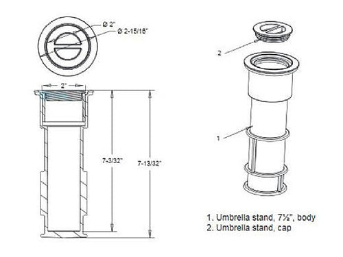 AquaStar US102 Umbrella Stands with Sleeve and Center Cap - alternate view