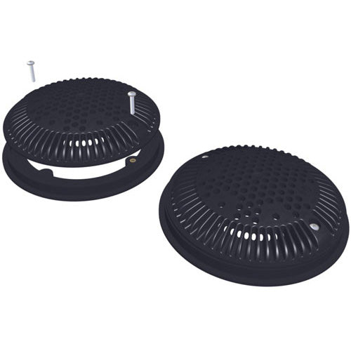 Hayward Round Cover with Frame for Dual Suction Flow Drain, 8 Inch Diameter, Black, WG1030AVBLKPAK2